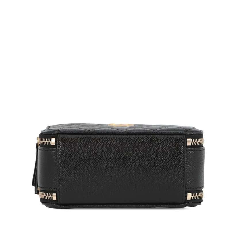 Chanel Mini Quilted Caviar Pick Me Up Vanity Case Black Leather Very good condition - Inside View