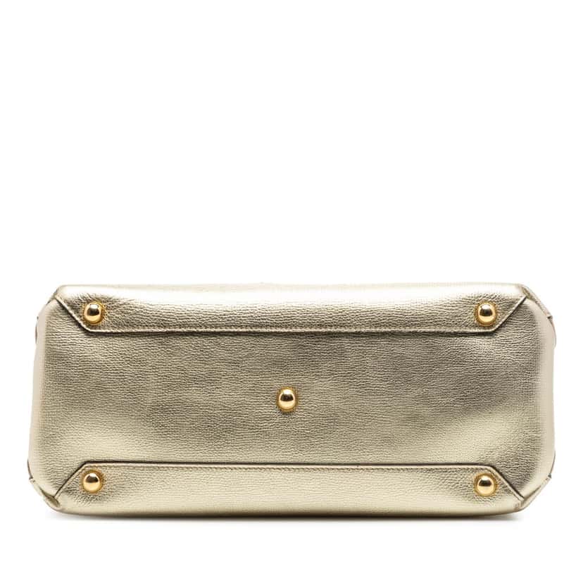 Burberry Medium Metallic Leather and House Check Banner Satchel Gold Leather Very good condition - Inside View