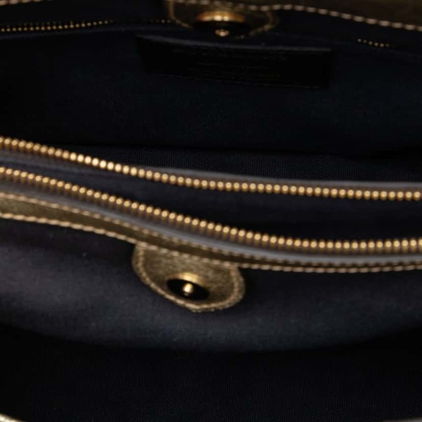 Burberry Medium Metallic Leather and House Check Banner Satchel Gold Leather Very good condition - Model View