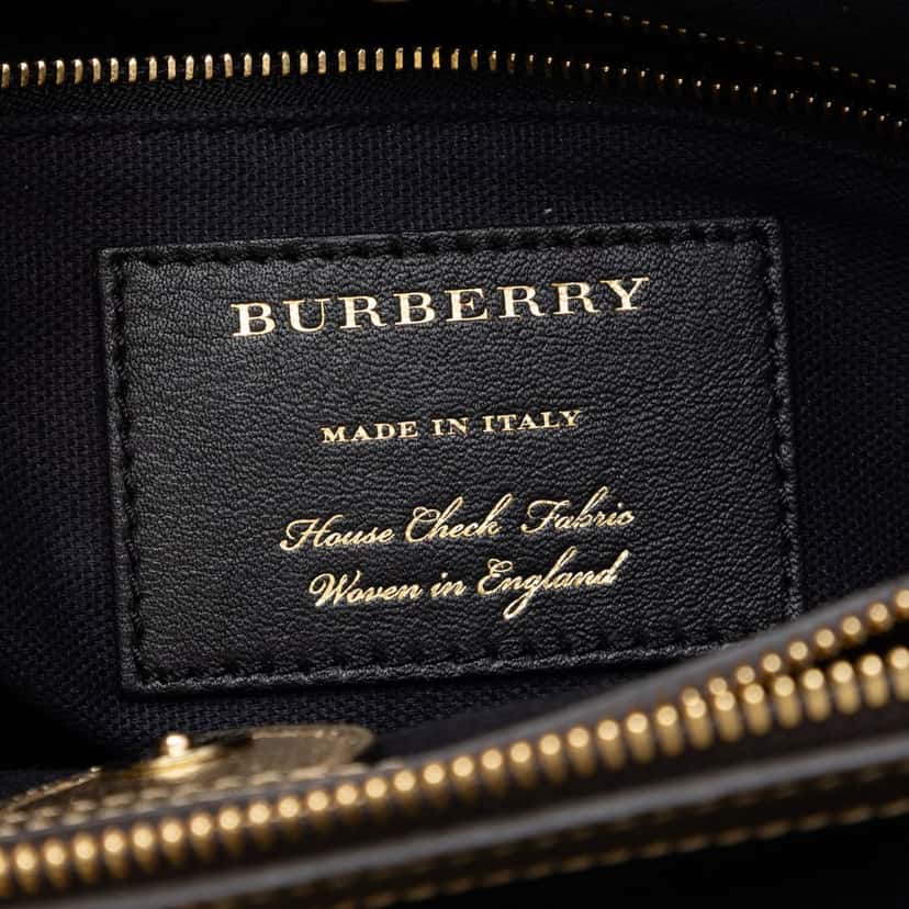 Burberry Medium Metallic Leather and House Check Banner Satchel Gold Leather Very good condition - Box View
