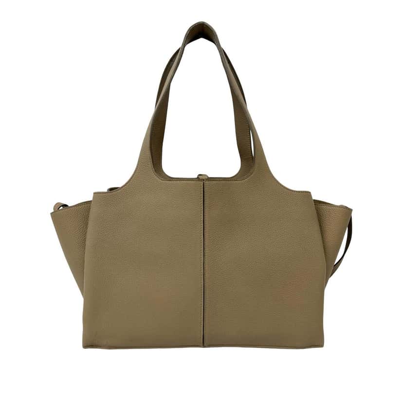 Celine Small Grained Calfskin Trifold Tote Beige Leather Very good condition - Back View
