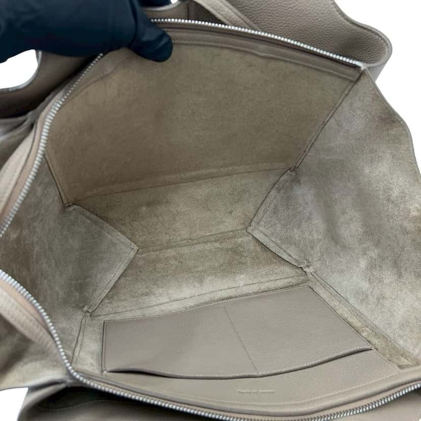 Celine Small Grained Calfskin Trifold Tote Beige Leather Very good condition - Inside View