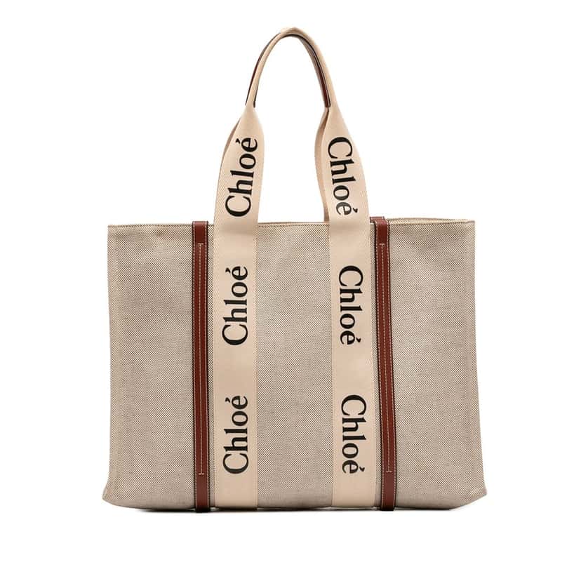 Chloé Large Canvas Woody Tote Beige Very good condition - Front View