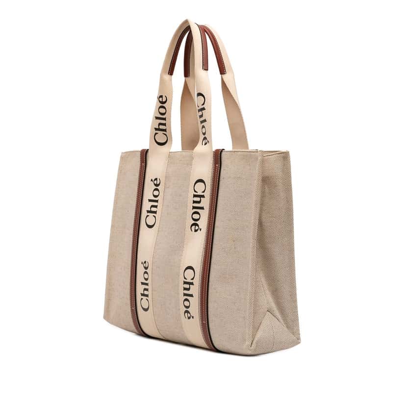 Chloé Large Canvas Woody Tote Beige Very good condition - Back View