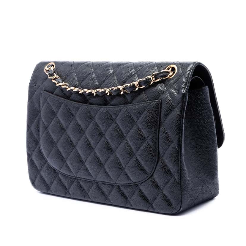 Chanel Jumbo Classic Caviar Double Flap Black Leather Very good condition - Back View