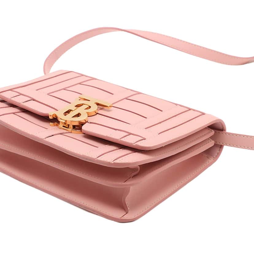 Burberry Small TB Monogram Woven Calfskin Crossbody Pink Leather Very good condition - Model View