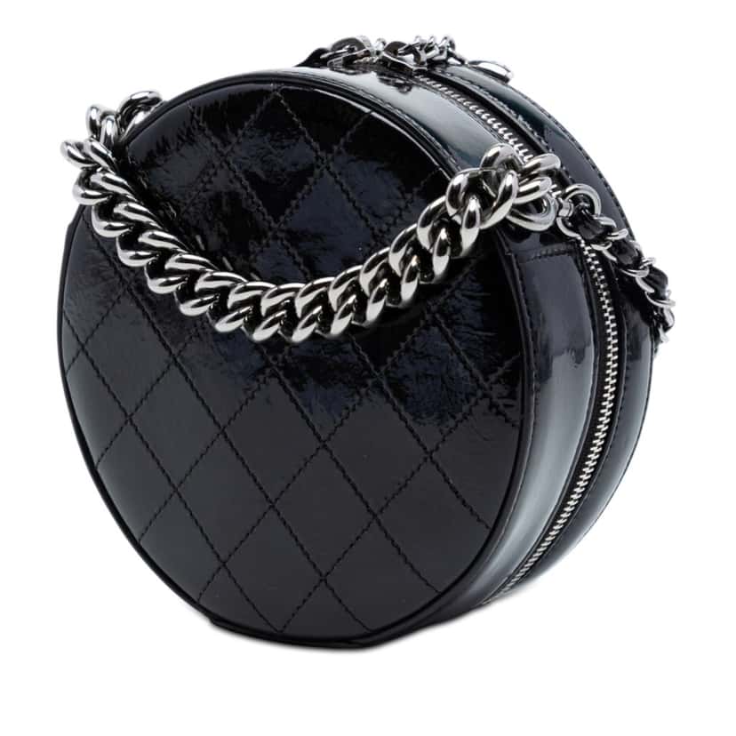 Chanel CC Patent Round as Earth Bag Black Leather Very good condition - Back View