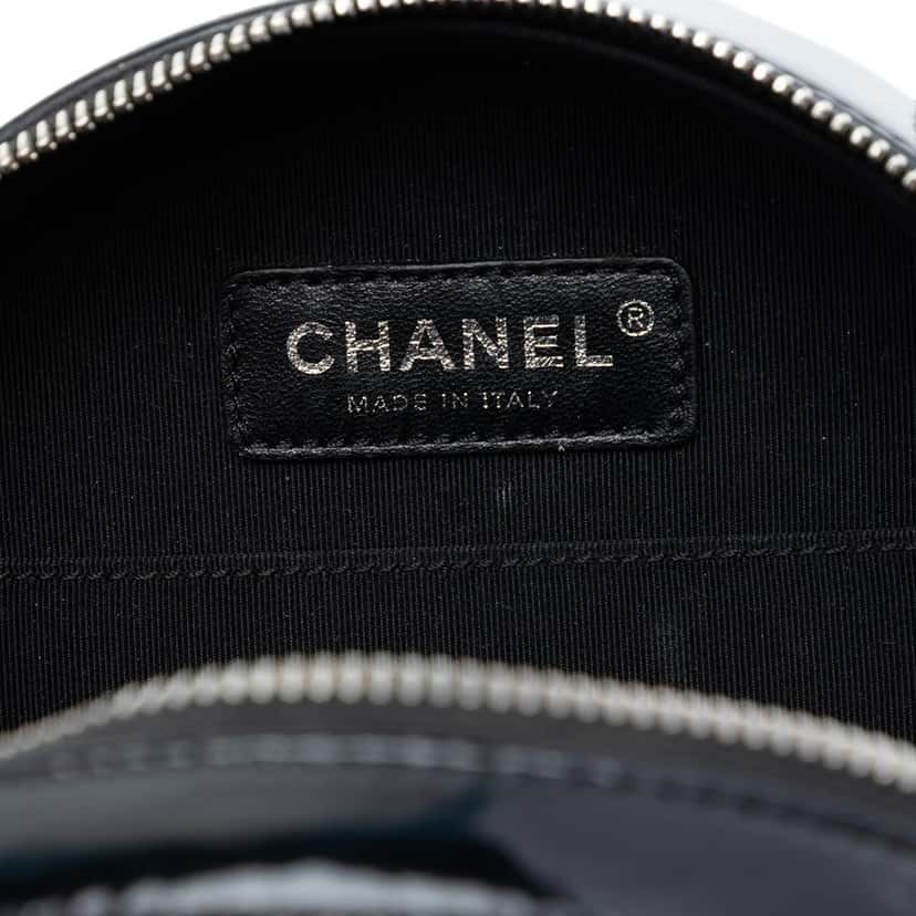 Chanel CC Patent Round as Earth Bag Black Leather Very good condition - Box View