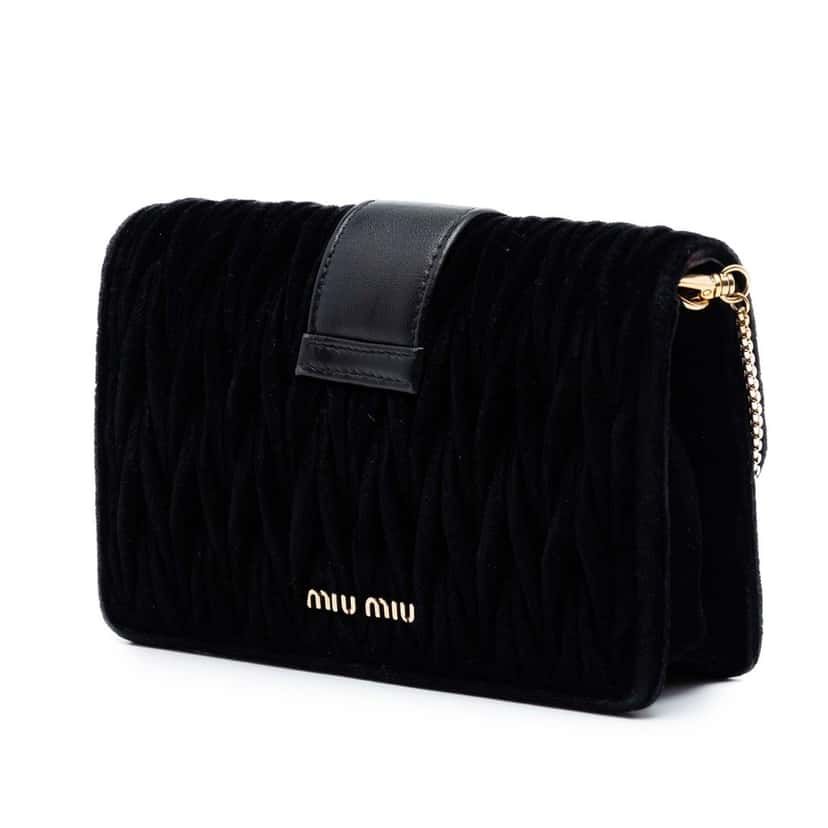 Miu Miu Matelasse Velvet Crystal Embellished Crossbody Black Very good condition - Back View