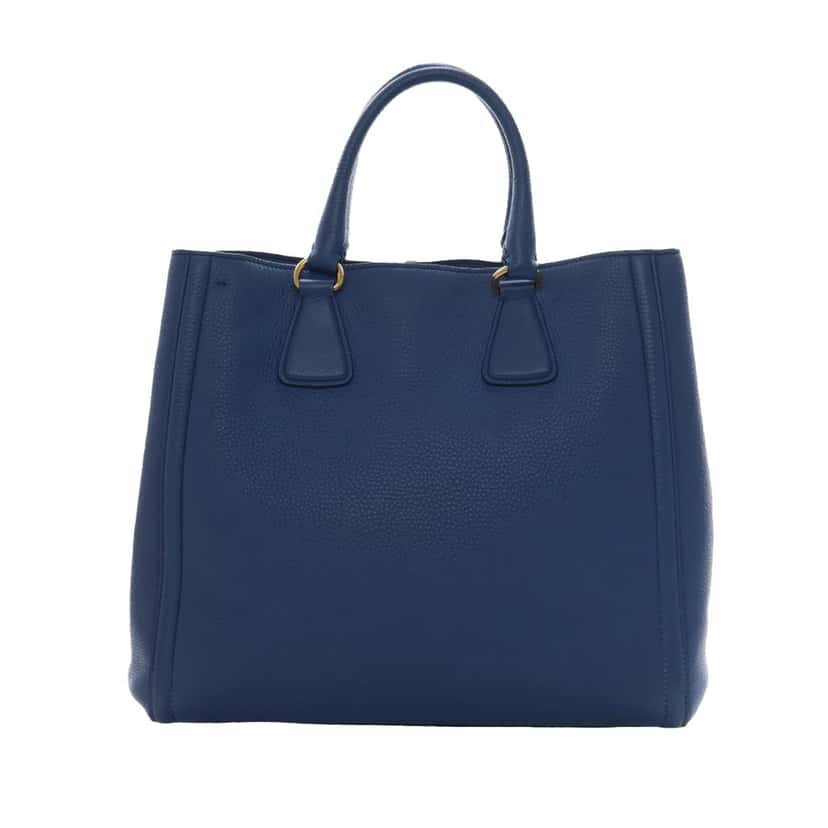 Prada Vitello Daino Open Convertible Tote Blue Leather Very good condition - Back View