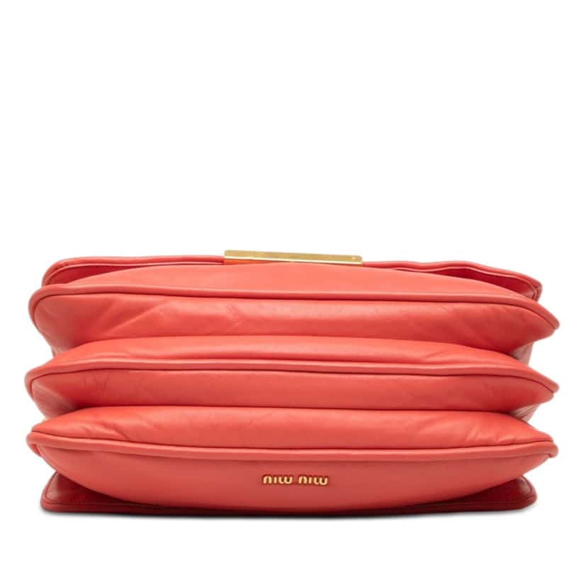Miu Miu Nappa Frame Flap Chain Crossbody Orange Leather Very good condition - Inside View
