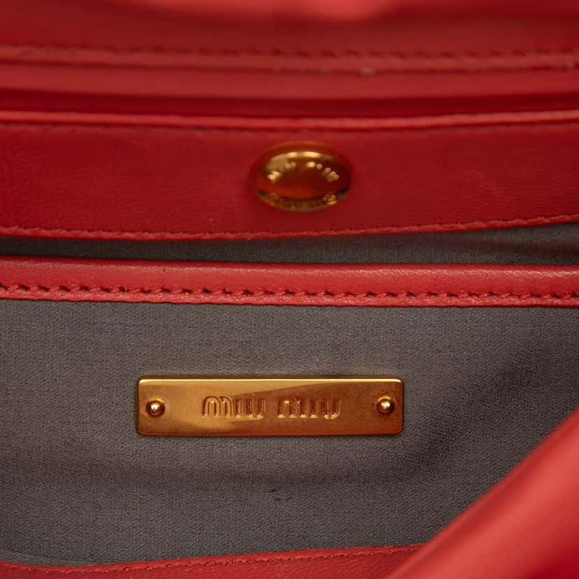 Miu Miu Nappa Frame Flap Chain Crossbody Orange Leather Very good condition - Box View