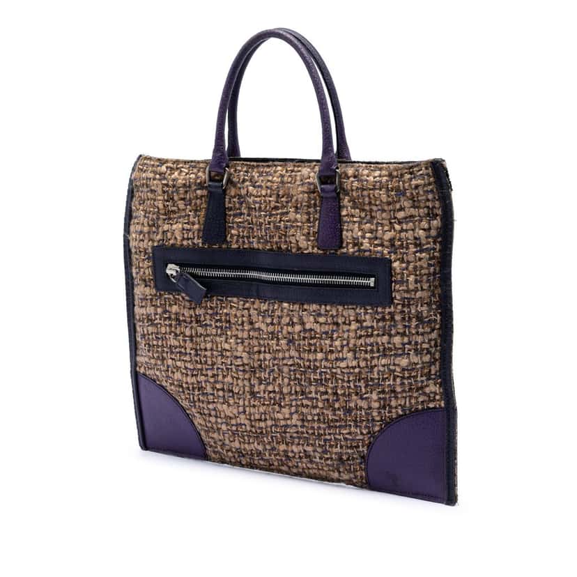 Prada Cinghiale Trimmed Viscose Flat Tote Brown Very good condition - Back View