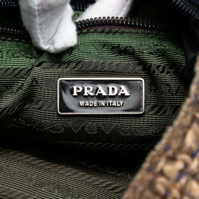 Prada Cinghiale Trimmed Viscose Flat Tote Brown Very good condition - Box View