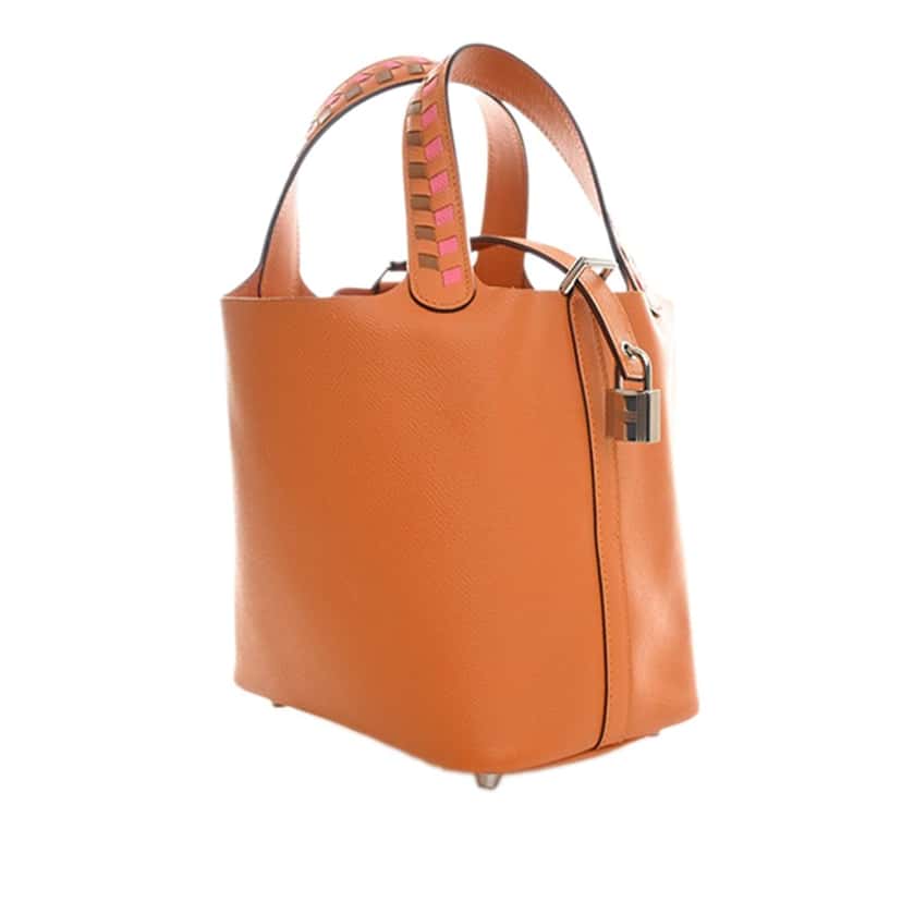 Hermès Epsom Tressage Picotin Lock 18 Orange Leather Very good condition - Inside View