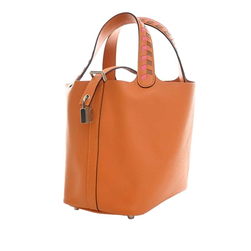 Hermès Epsom Tressage Picotin Lock 18 Orange Leather Very good condition - Model View