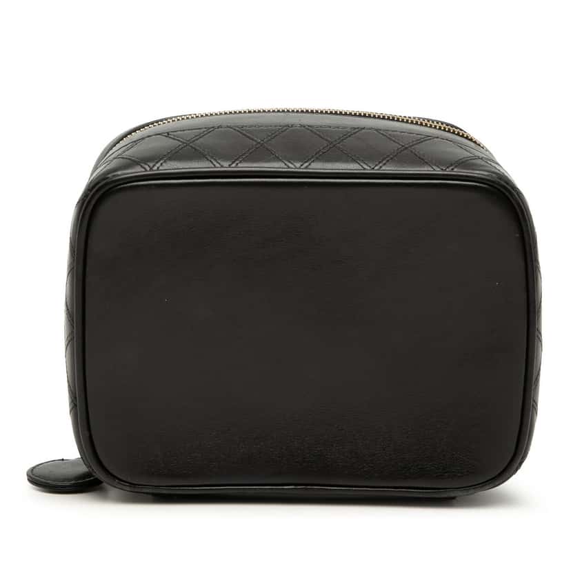 Chanel CC Quilted Lambskin Vanity Bag Black Leather Very good condition - Inside View