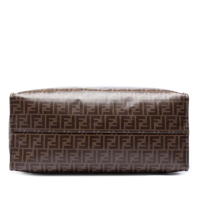 Fendi Fila Zucca Coated Canvas Logo Mania Shopper Tote Brown Very good condition - Inside View