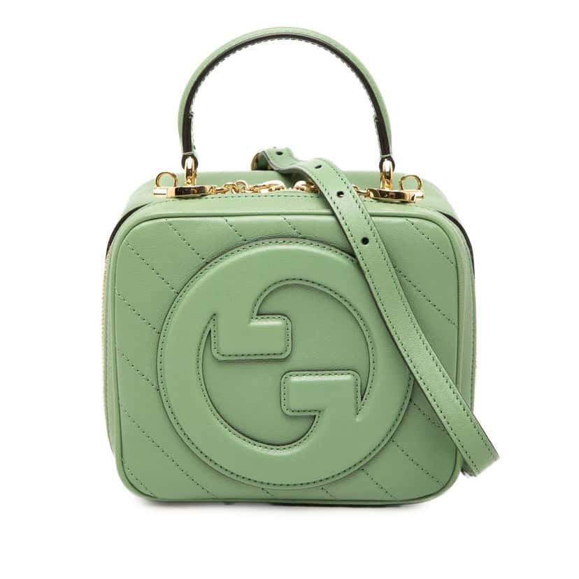 Gucci Matelasse Calfskin Blondie Top Handle Satchel Green Leather Very good condition - Front View