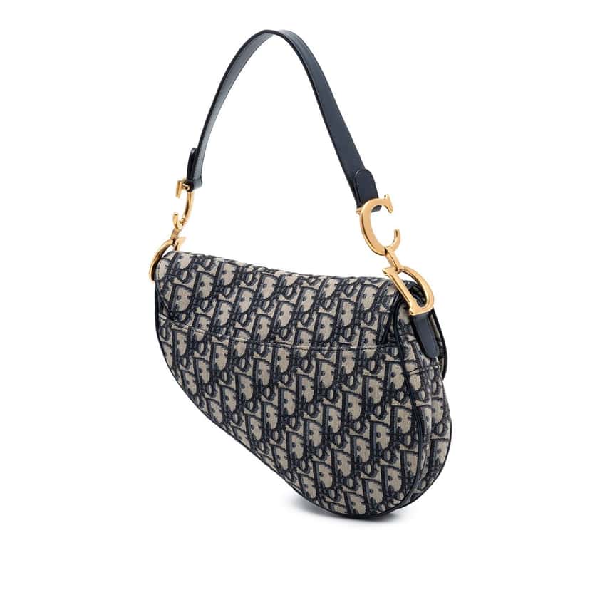 Dior Oblique Canvas Saddle Bag Blue Very good condition - Back View
