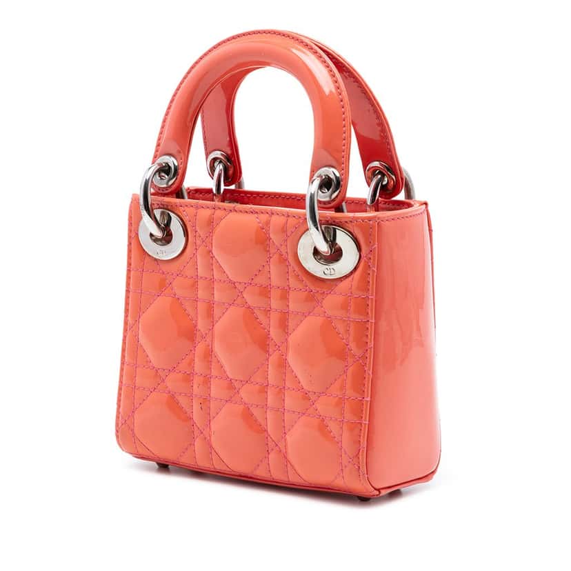 Dior Micro Patent Cannage Lady Dior Pink Leather Very good condition - Back View