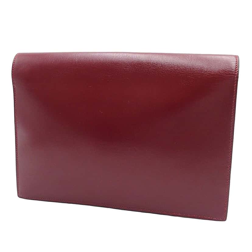 Hermès Box Calf Jet Pochette Clutch Red Leather Very good condition - Back View