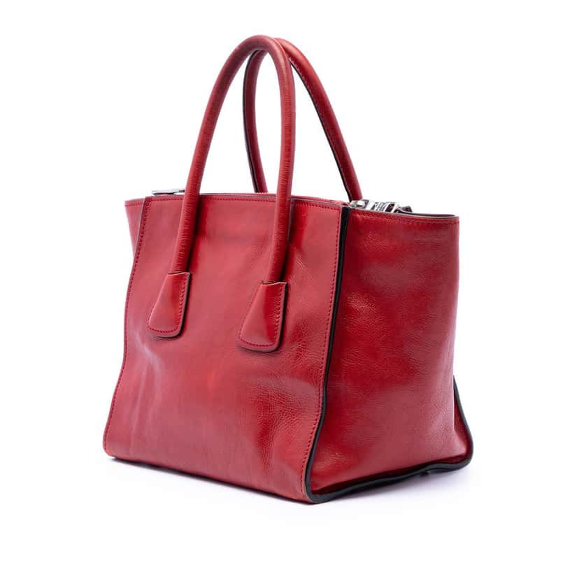Prada Glace Calf Twin Pocket Satchel Red Leather Very good condition - Back View