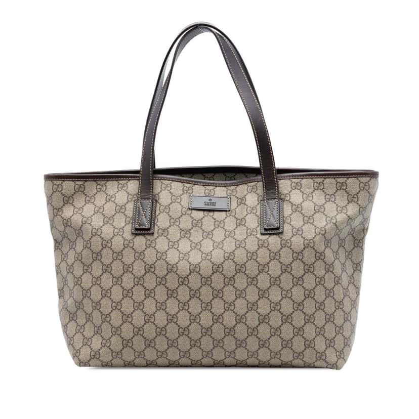 Gucci Medium GG Supreme Zippered Tote Beige Very good condition - Front View