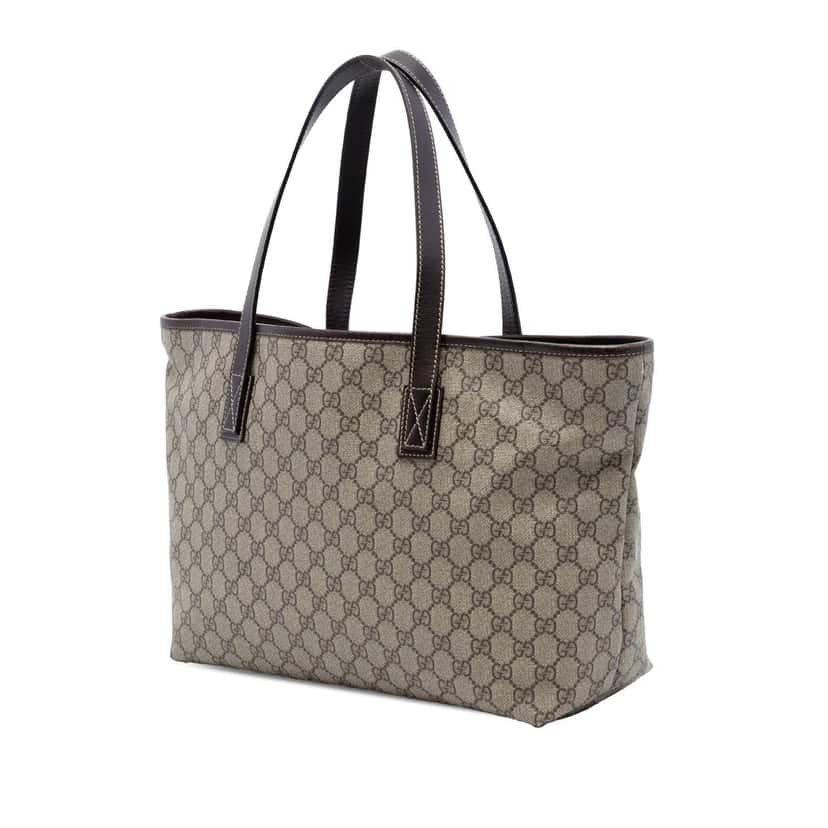 Gucci Medium GG Supreme Zippered Tote Beige Very good condition - Back View