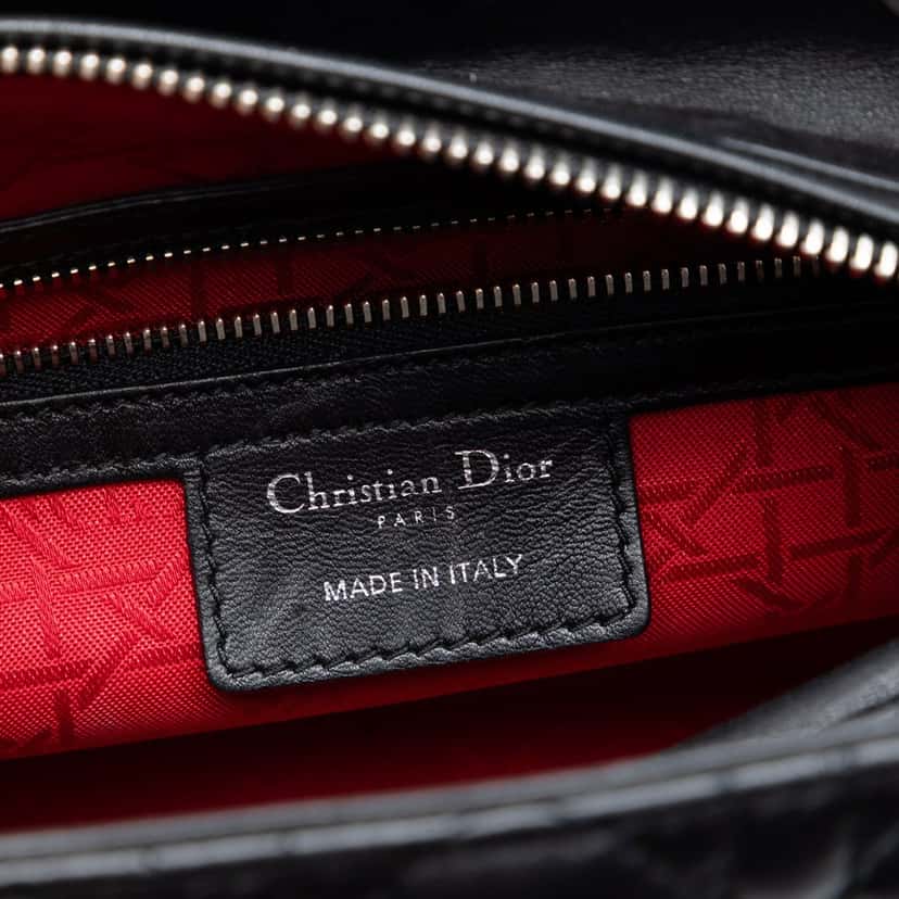 Dior Medium Lambskin Cannage Lady Dior Black Leather Very good condition - Box View