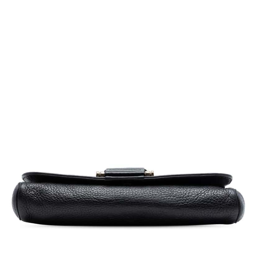Gucci Pebbled Leather Greenwich Clutch with Chain Black Leather Very good condition - Inside View