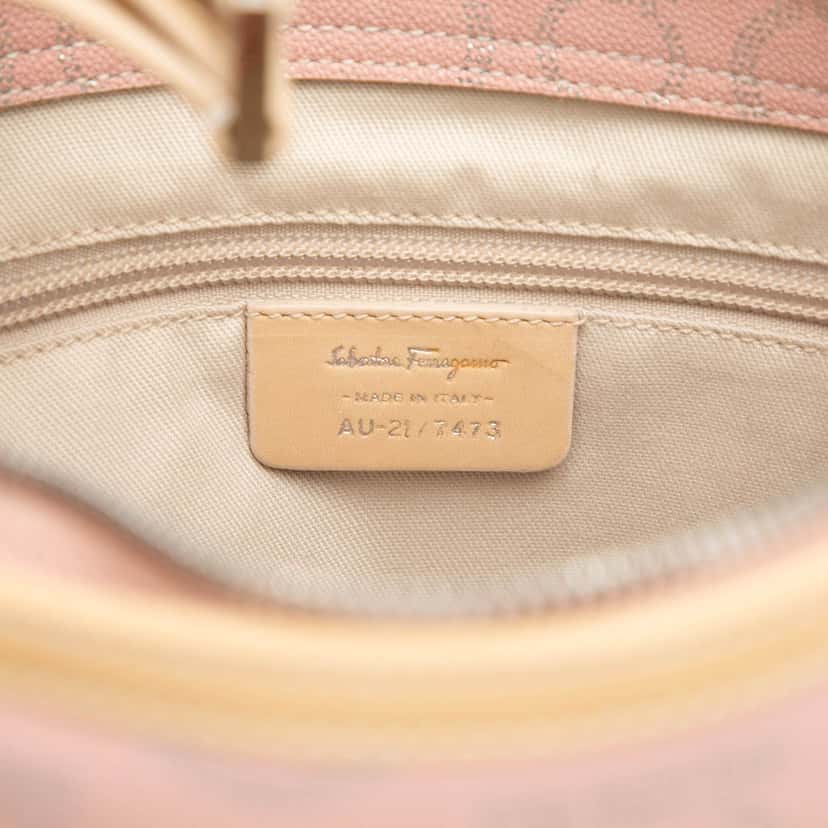 Salvatore Ferragamo Gancini Coated Canvas Hobo Pink Very good condition - Box View