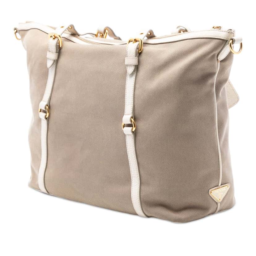 Prada Canvas Canapa Logo Satchel Beige Very good condition - Back View