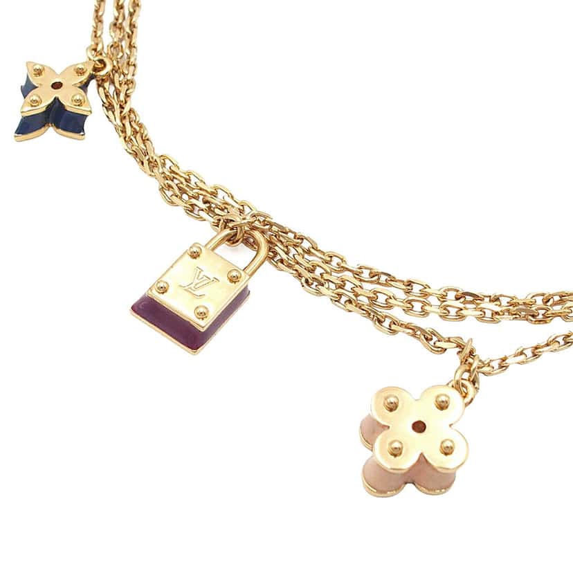 Louis Vuitton Gold Plated Sweet Charms Tiered Necklace Gold Metal Very good condition - Inside View