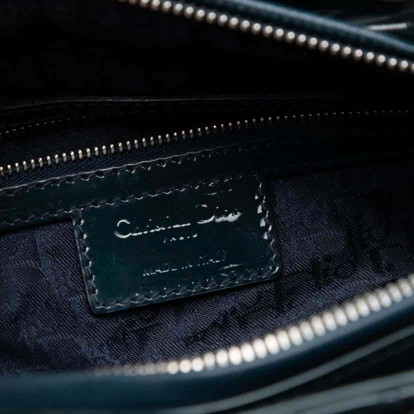 Dior Large Patent Cannage Lady Dior Blue Leather Very good condition - Box View
