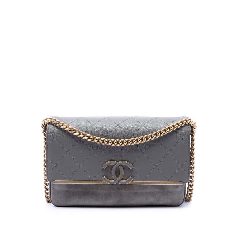 Chanel Small CC Stitched Caviar and Suede Lady Coco Flap Other Leather Very good condition - Front View