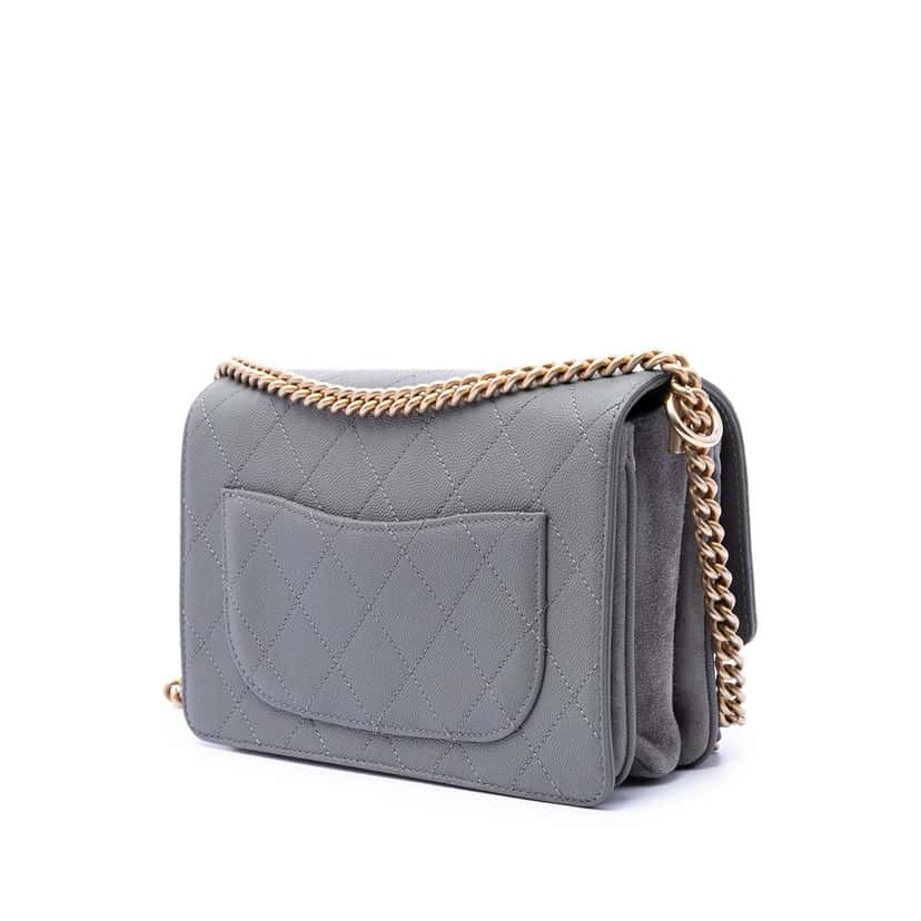 Chanel Small CC Stitched Caviar and Suede Lady Coco Flap Other Leather Very good condition - Back View