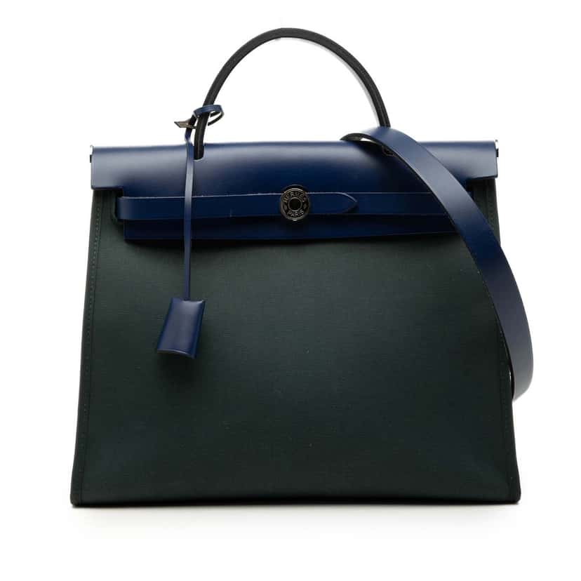 Hermès Toile Herbag Zip 31 Blue Very good condition - Front View