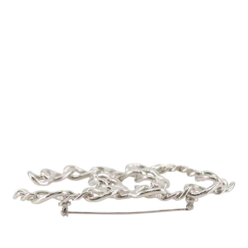 Chanel CC Brass Openwork Chain Brooch Silver Metal Very good condition - Model View