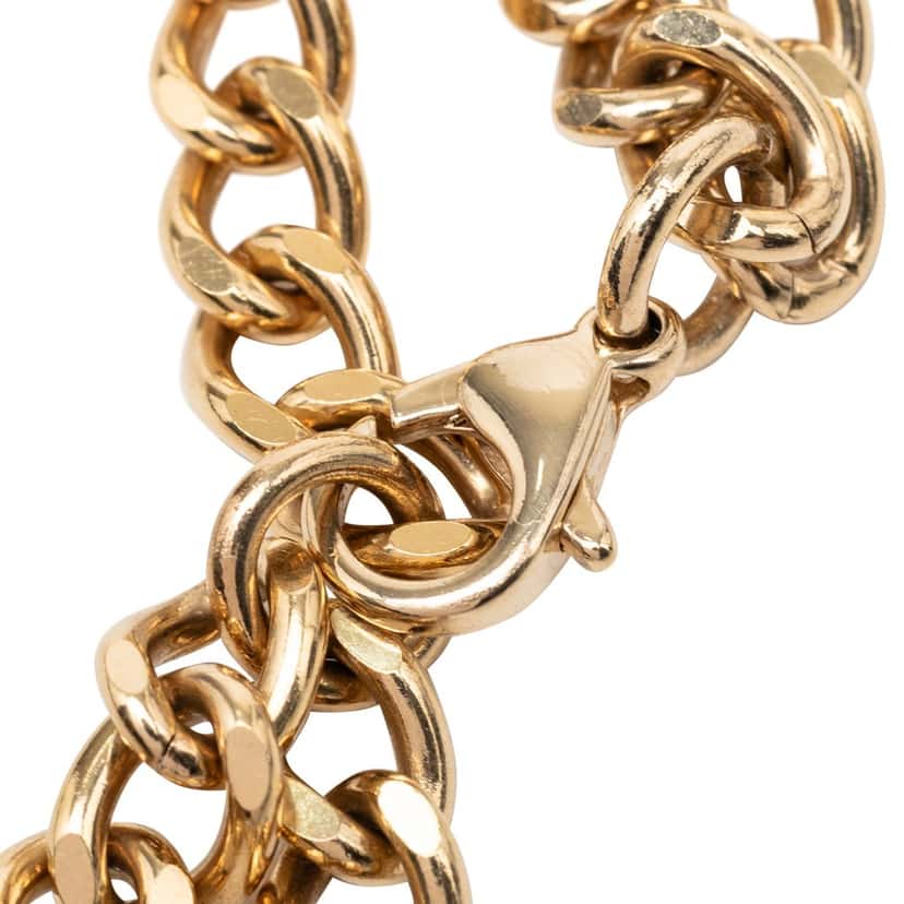 Chanel Gold Plated Strass Coco Plaque Double Chain Belt Gold Metal Very good condition - Model View