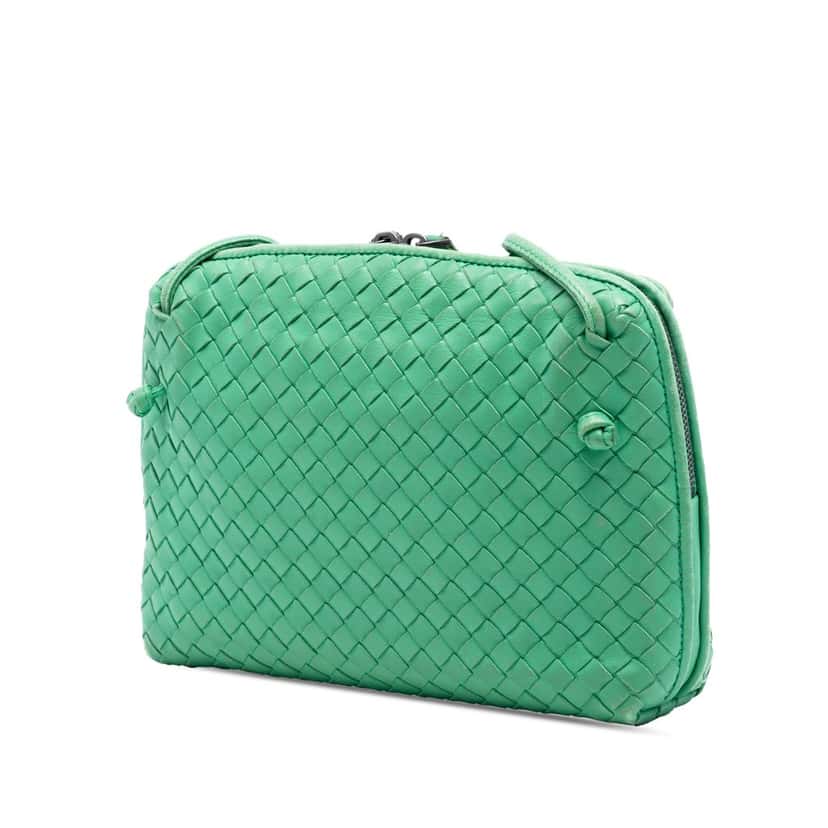 Bottega Veneta Nappa Intrecciato Nodini Crossbody Green Leather Very good condition - Back View