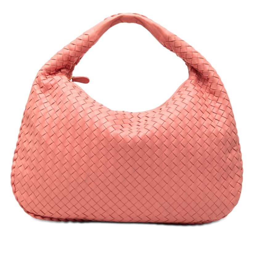 Bottega Veneta Small Nappa Intrecciato Veneta Hobo Pink Leather Very good condition - Front View