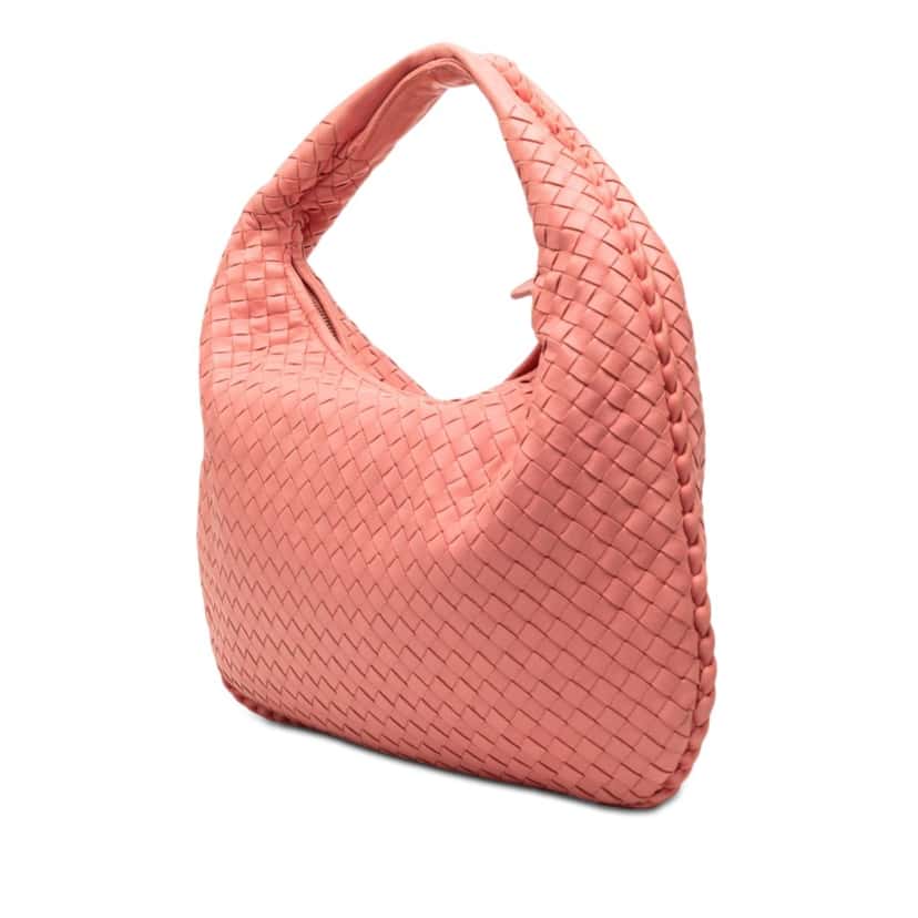Bottega Veneta Small Nappa Intrecciato Veneta Hobo Pink Leather Very good condition - Back View
