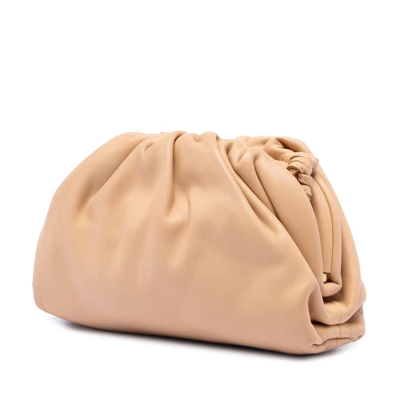 Bottega Veneta Lambskin The Mini Pouch Crossbody Beige Leather Very good condition - Back View