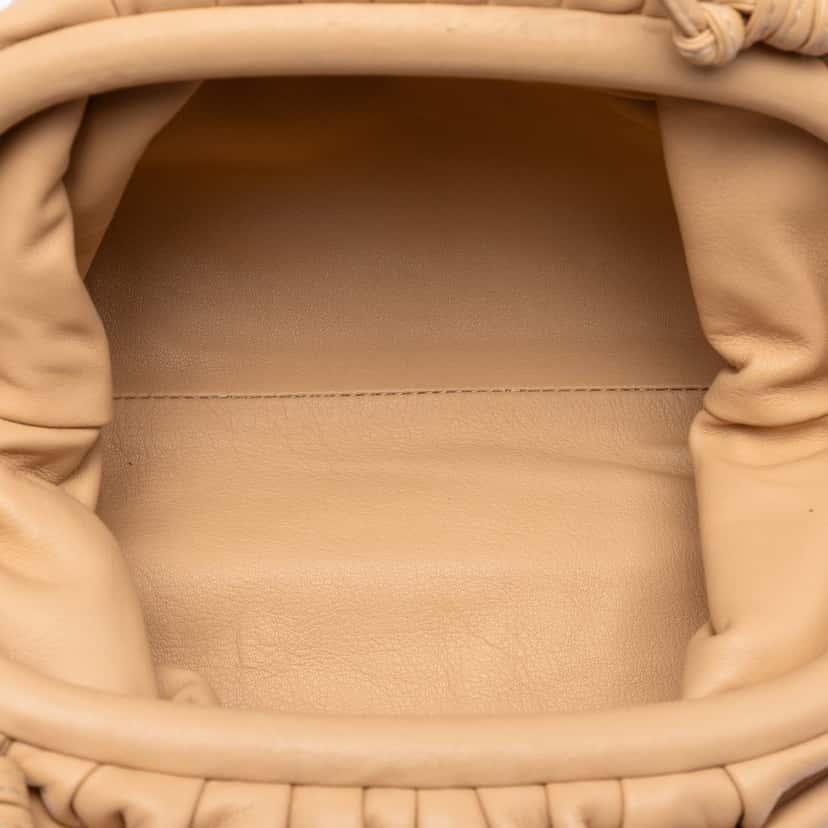 Bottega Veneta Lambskin The Mini Pouch Crossbody Beige Leather Very good condition - Model View