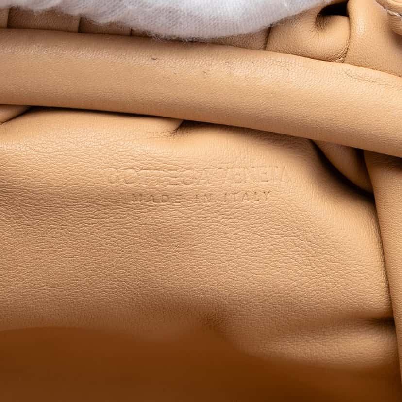 Bottega Veneta Lambskin The Mini Pouch Crossbody Beige Leather Very good condition - Box View