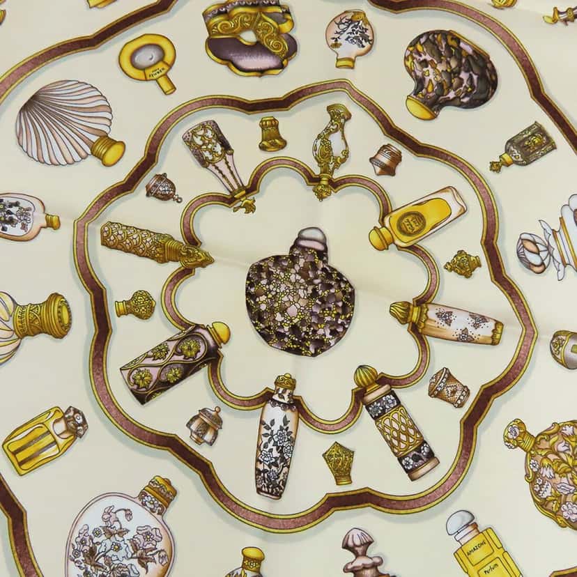 Hermès Qu Importe le Flacon Silk Scarf 90 Brown Very good condition - Back View