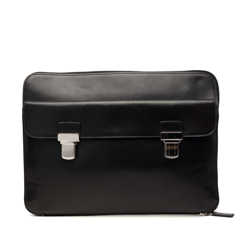 Saint Laurent Leather Clutch Black Leather Very good condition - Front View