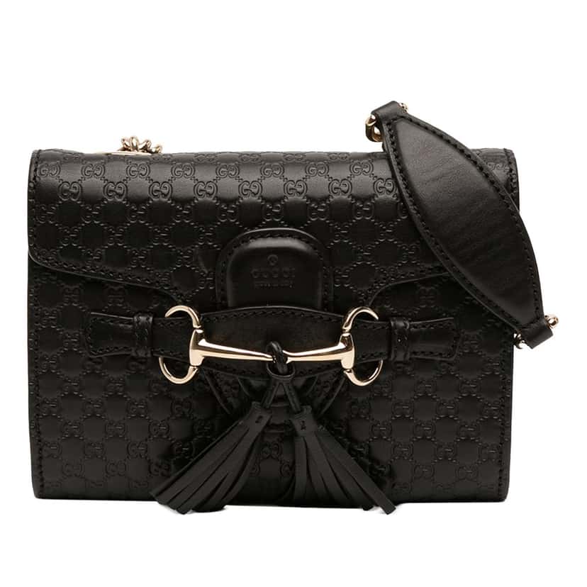 Gucci Mini Microguccissima Emily Crossbody Black Leather Very good condition - Front View