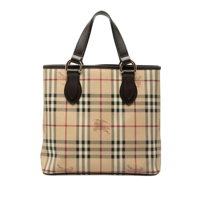 Burberry Haymarket Check Coated Canvas Tote Beige Very good condition - Front View